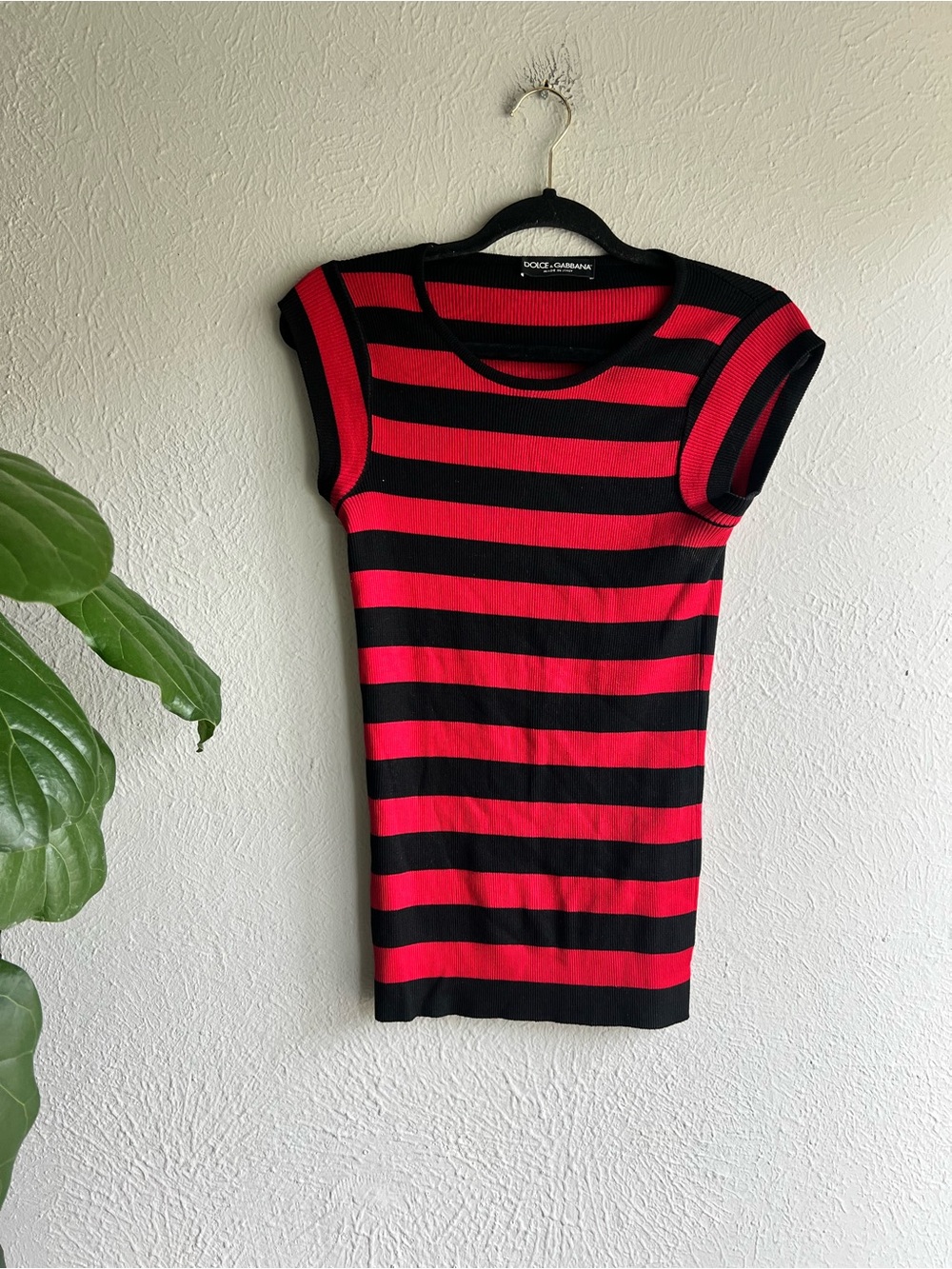 Dolce and Gabbana silk Red and Black Striped Top - Picture 2 of 4